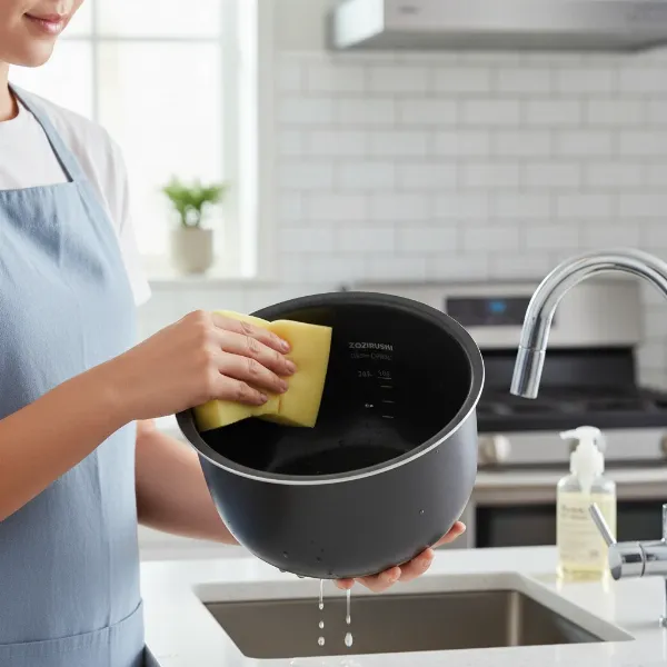 Cleaning the inner pot of a Zojirushi rice cooker