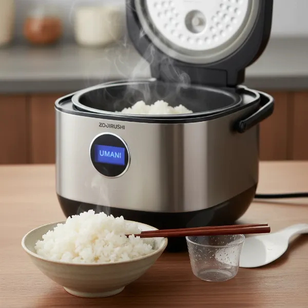 Perfectly cooked fluffy white rice from a Zojirushi Umami Micom