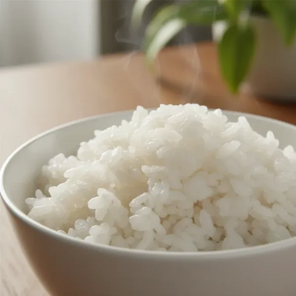 A bowl of perfectly cooked, fluffy white rice emphasizing superior texture.