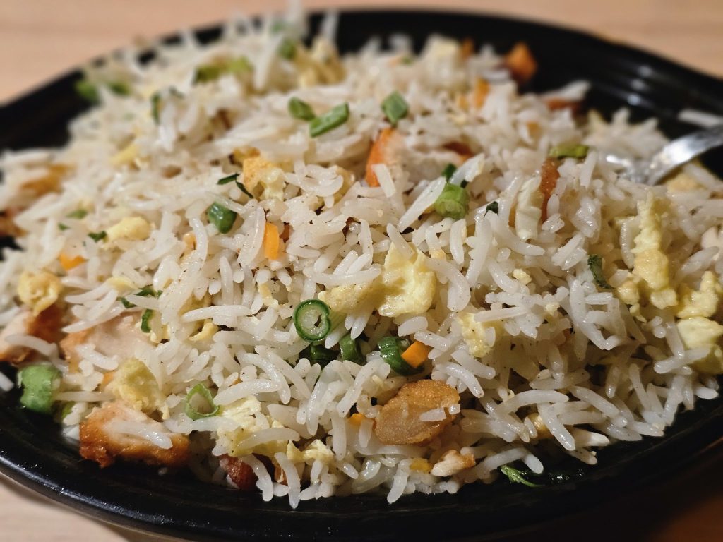 Rice and water in a bowl